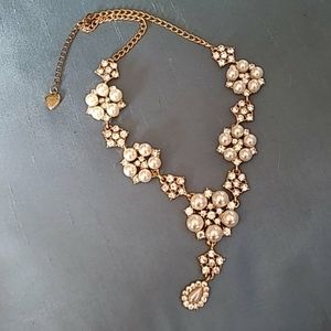 Betsey Johnson faux pearl gold diamond statement